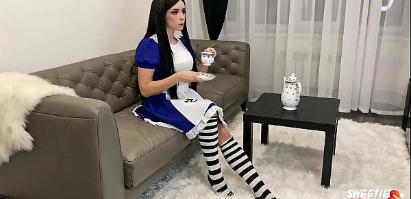  Madness Alice Deep Sucks and Rough Fucks the Hatter to Cum in Mouth After Tea Party